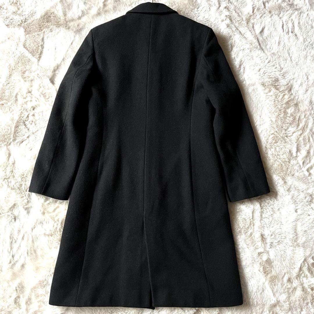 ★ドルチェ&ガッバーナ　チェスターコート　マキシ丈　ブラック　裏地パープル　比翼