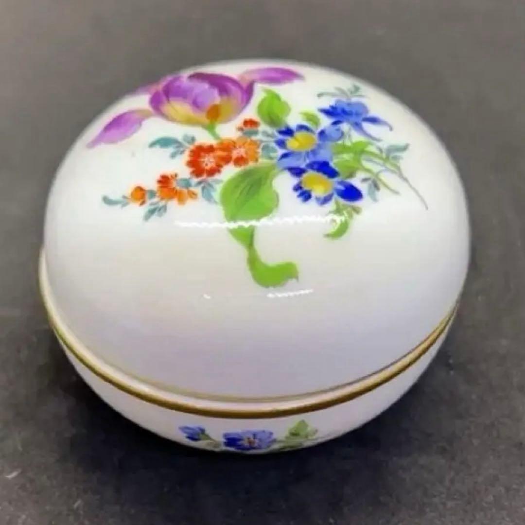 未使用 ドイツ マイセン 小物入 3つ花 手描き ハンドペイント ボンボニエール