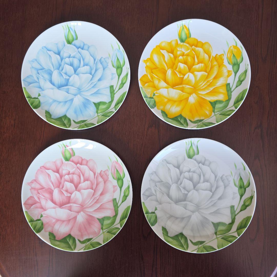 【未使用】TAITU 薔薇4色プレートセット