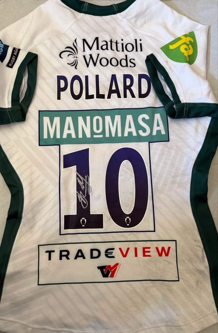 プレミアシップ ラグビー ポラード実使用 両面直筆サイン入りジャージ