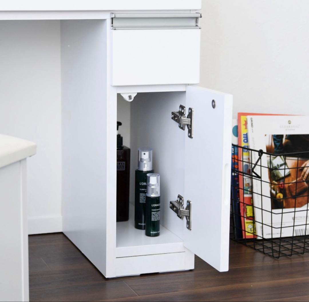 ホワイト ドレッサー・鏡台 棚付き