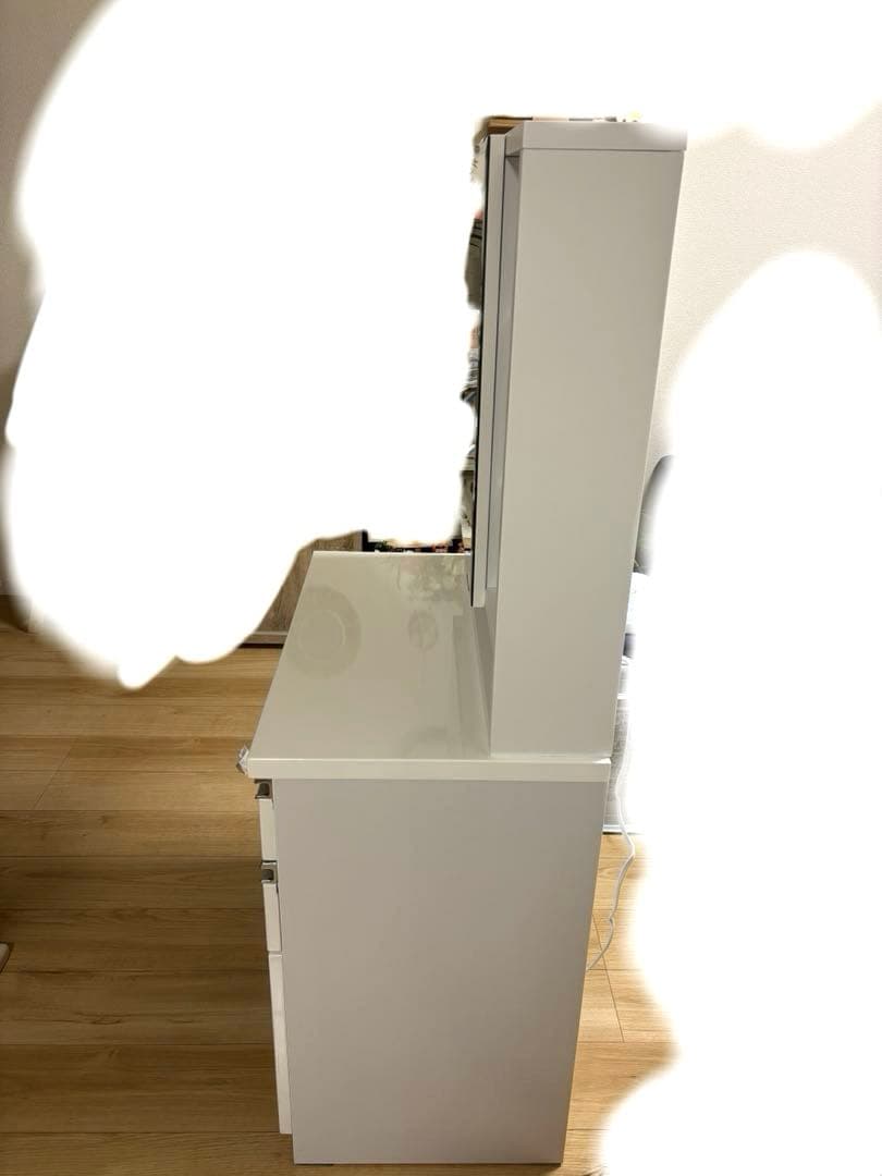 ホワイト ドレッサー・鏡台 棚付き