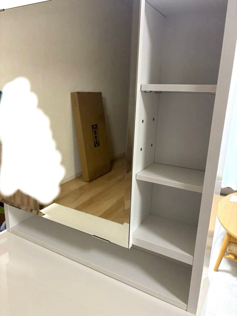 ホワイト ドレッサー・鏡台 棚付き