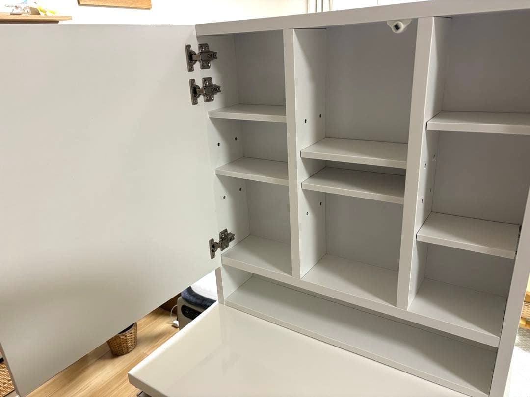 ホワイト ドレッサー・鏡台 棚付き