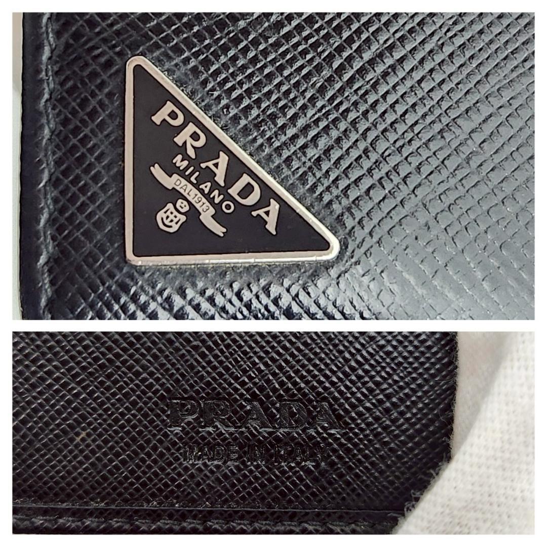極美品 プラダ マネークリップ サフィアーノレザー　黒 メンズ