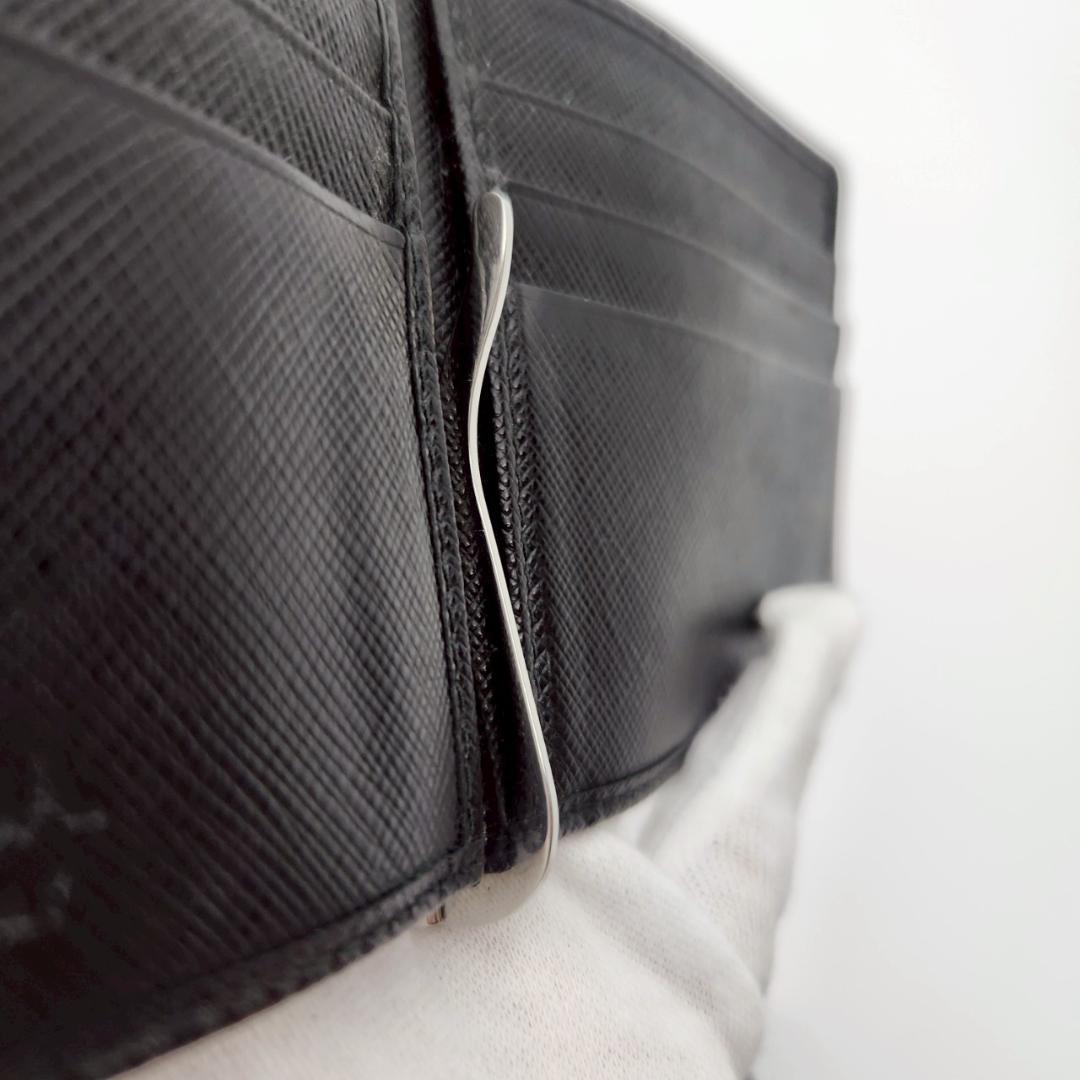 極美品 プラダ マネークリップ サフィアーノレザー　黒 メンズ