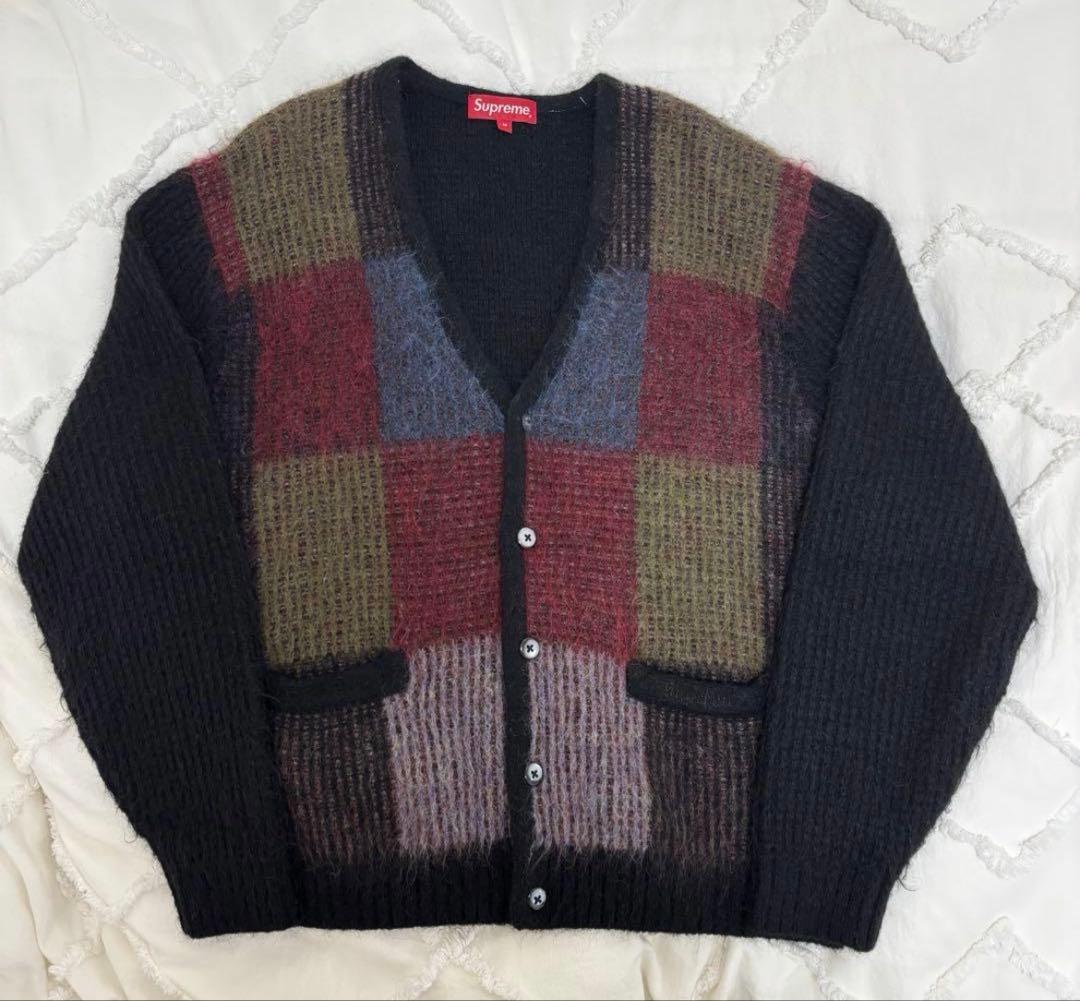 トップス 22SS supreme brushed grid cardigan M