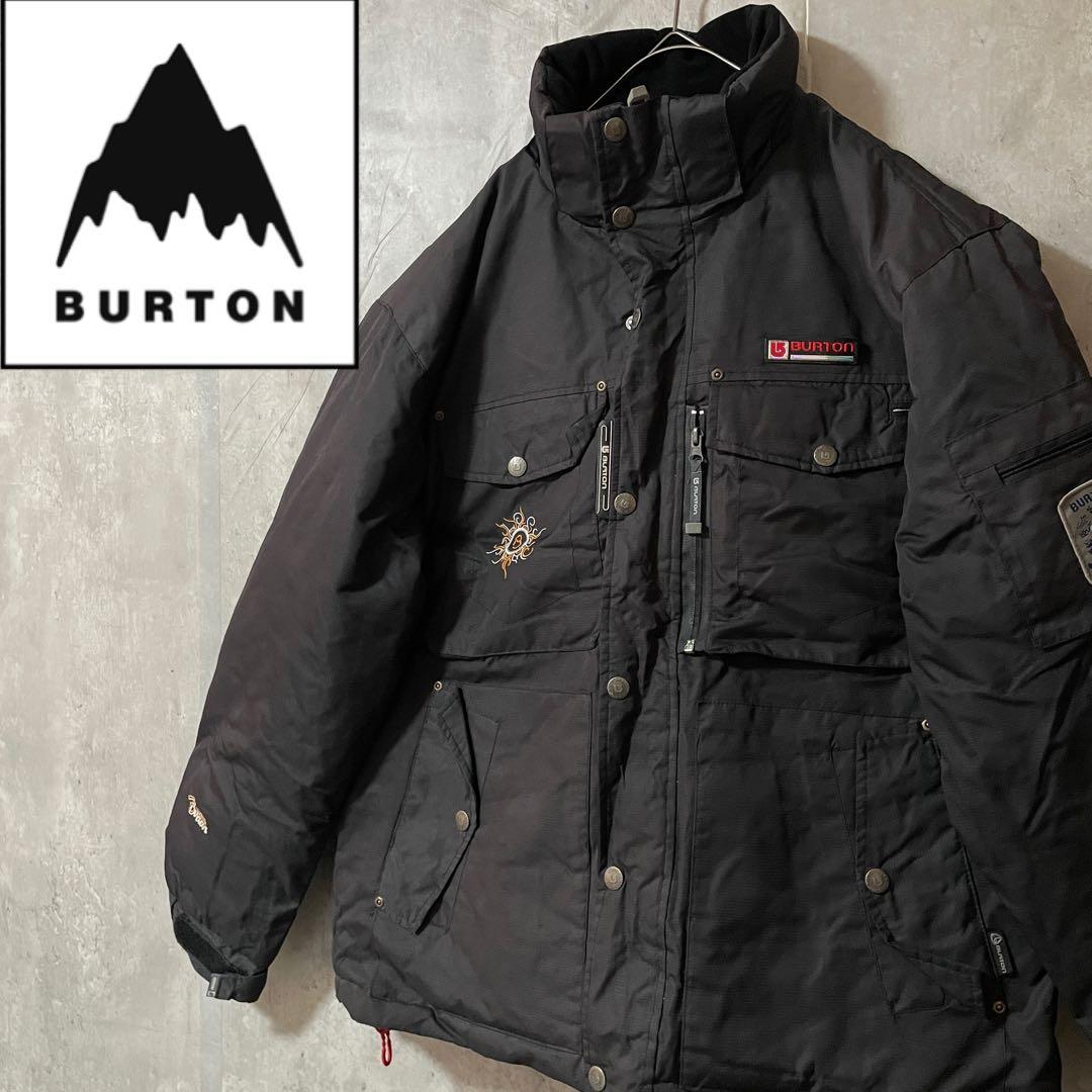Burtonバートンスキーウェアスノーボードジャケットダウン中綿黒ブラック刺繍