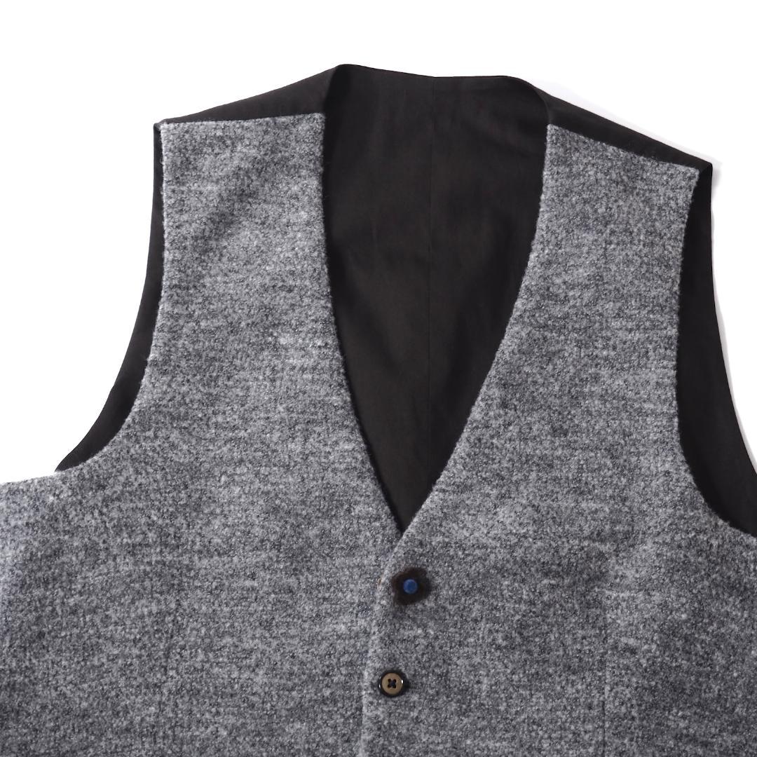 美品 希少 ラルディーニ ブートニエール付 ウール ジレ ベスト グレー