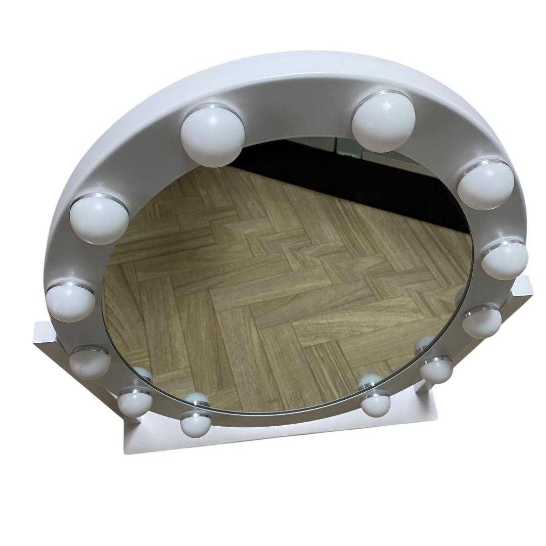 【美品】Francfranc フッツェハリウッドミラーラウンドLホワイト