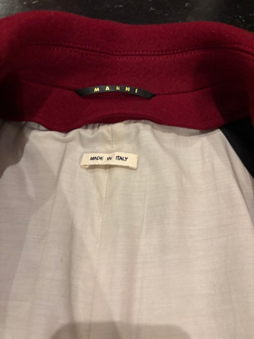 マルニ　ステンカラーコート 44 バーガンディ オーバーサイズ