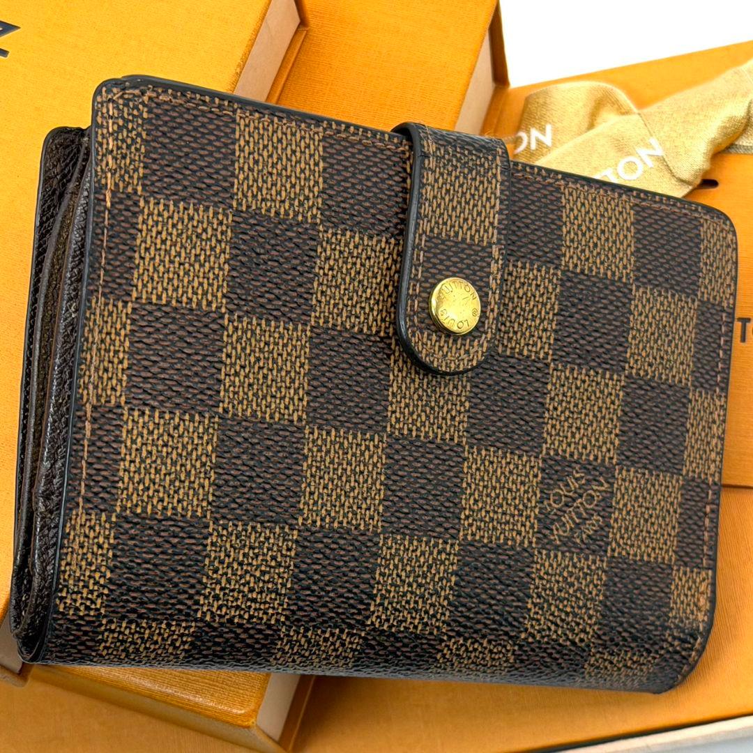 良品 ルイヴィトン ダミエ エベヌ ポルトモネ ビエ ヴィエノワ 財布 がま口