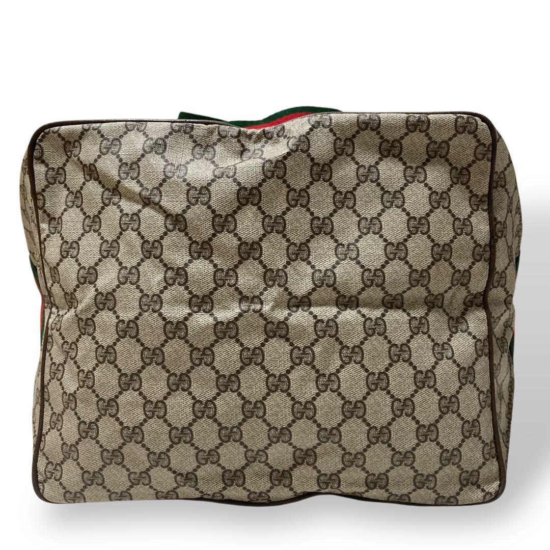 【美品】オールドグッチ　シェリーライン　ボストンバッグ　gg柄　PVC レザー