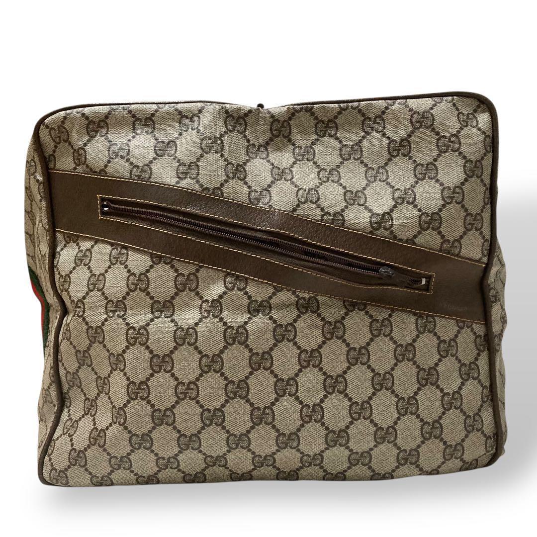 【美品】オールドグッチ　シェリーライン　ボストンバッグ　gg柄　PVC レザー