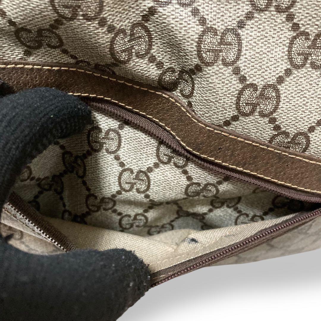 【美品】オールドグッチ　シェリーライン　ボストンバッグ　gg柄　PVC レザー