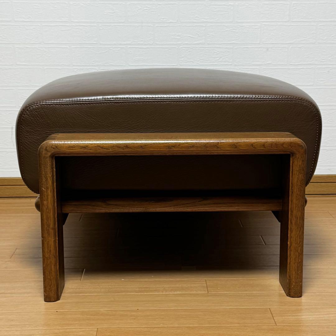 【状態良好】カンディハウス ボルス リビング スツール オットマン レザー張り