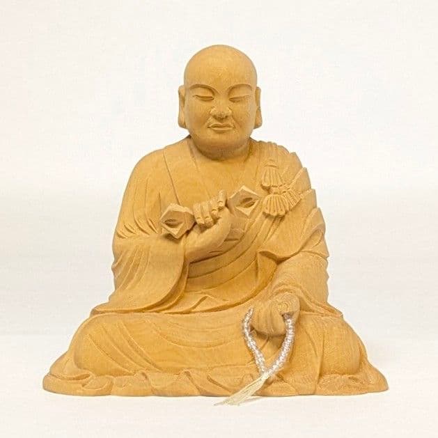 【セール中・新品】 弘法大師　上彫り　柘植　総高さ約16cm　真言宗　空海