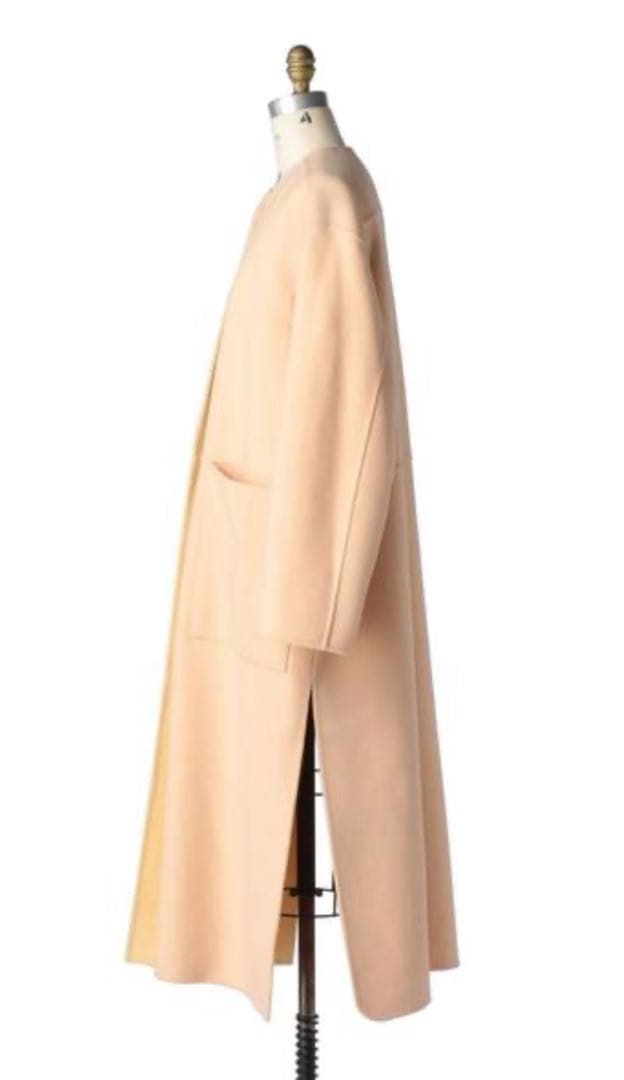 Drawer ドゥロワー ウールシルクノーカラーリバーコート