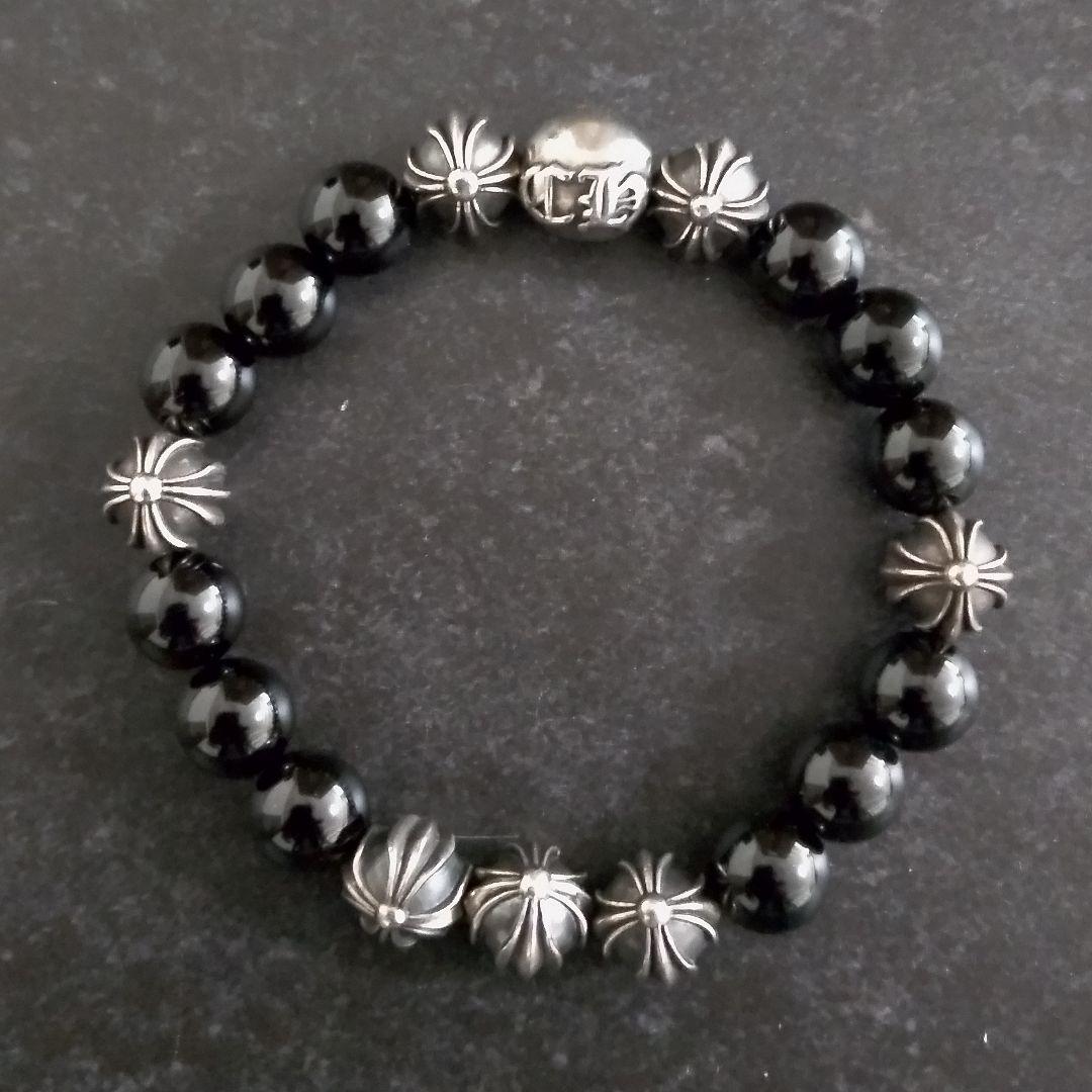 クロムハーツ ビーズブレスレット ブラックトルマリン 10MM