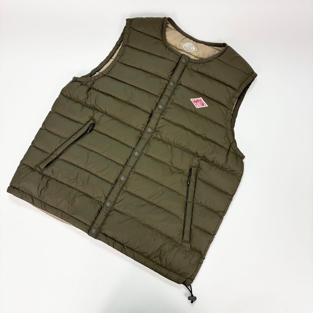 美品✨DANTON ダウンキルティングベスト　インナーダウン　 オリーブ　36