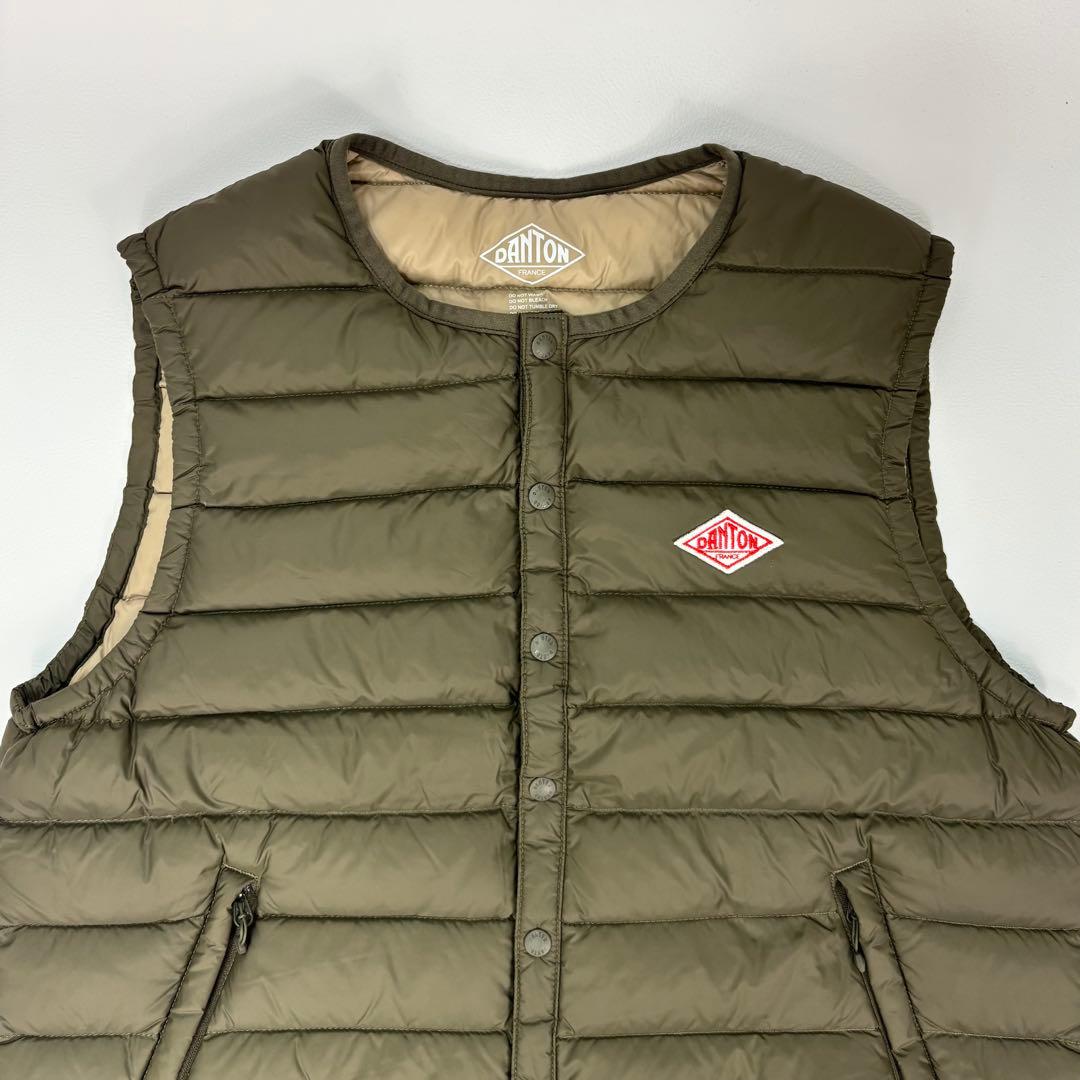 美品✨DANTON ダウンキルティングベスト　インナーダウン　 オリーブ　36