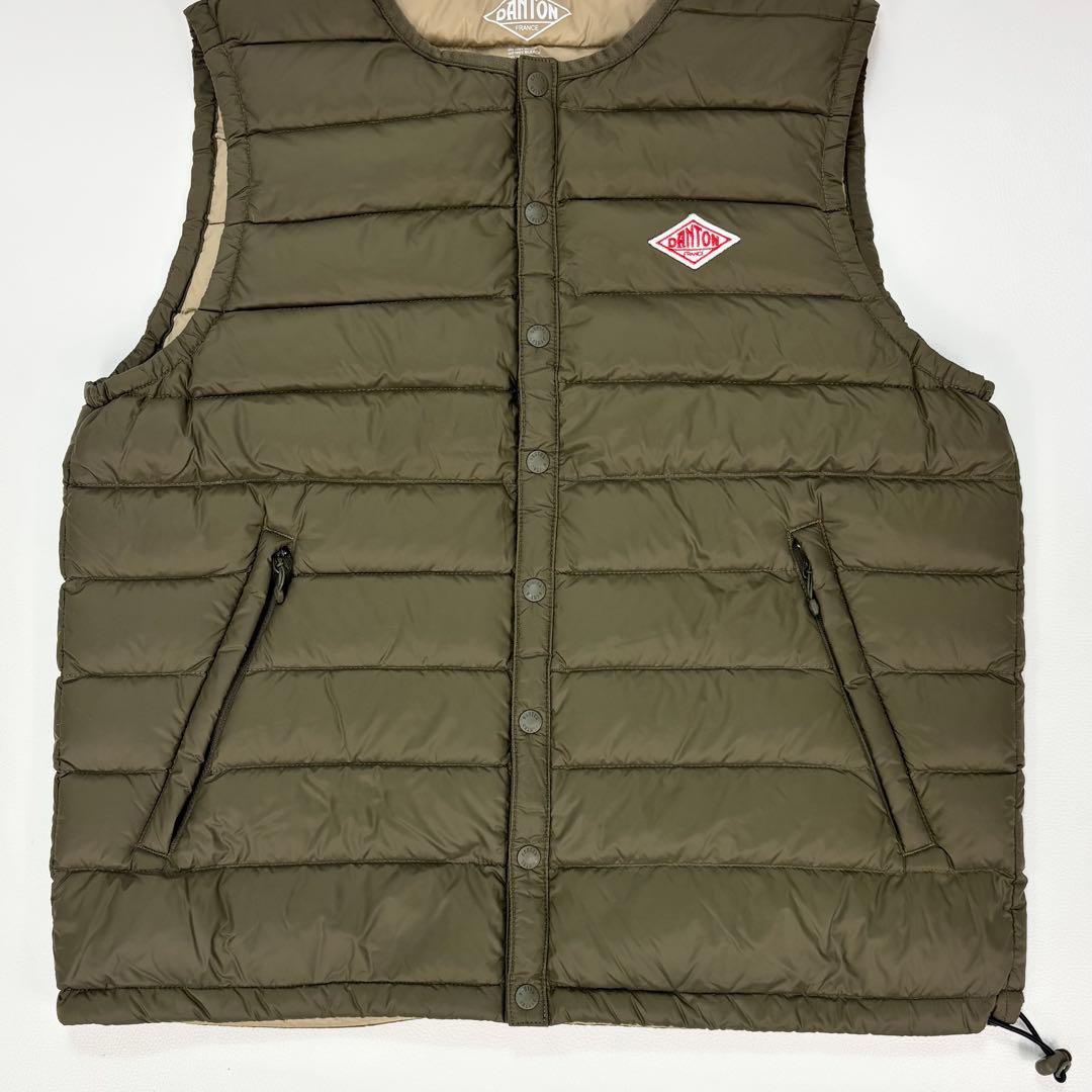 美品✨DANTON ダウンキルティングベスト　インナーダウン　 オリーブ　36