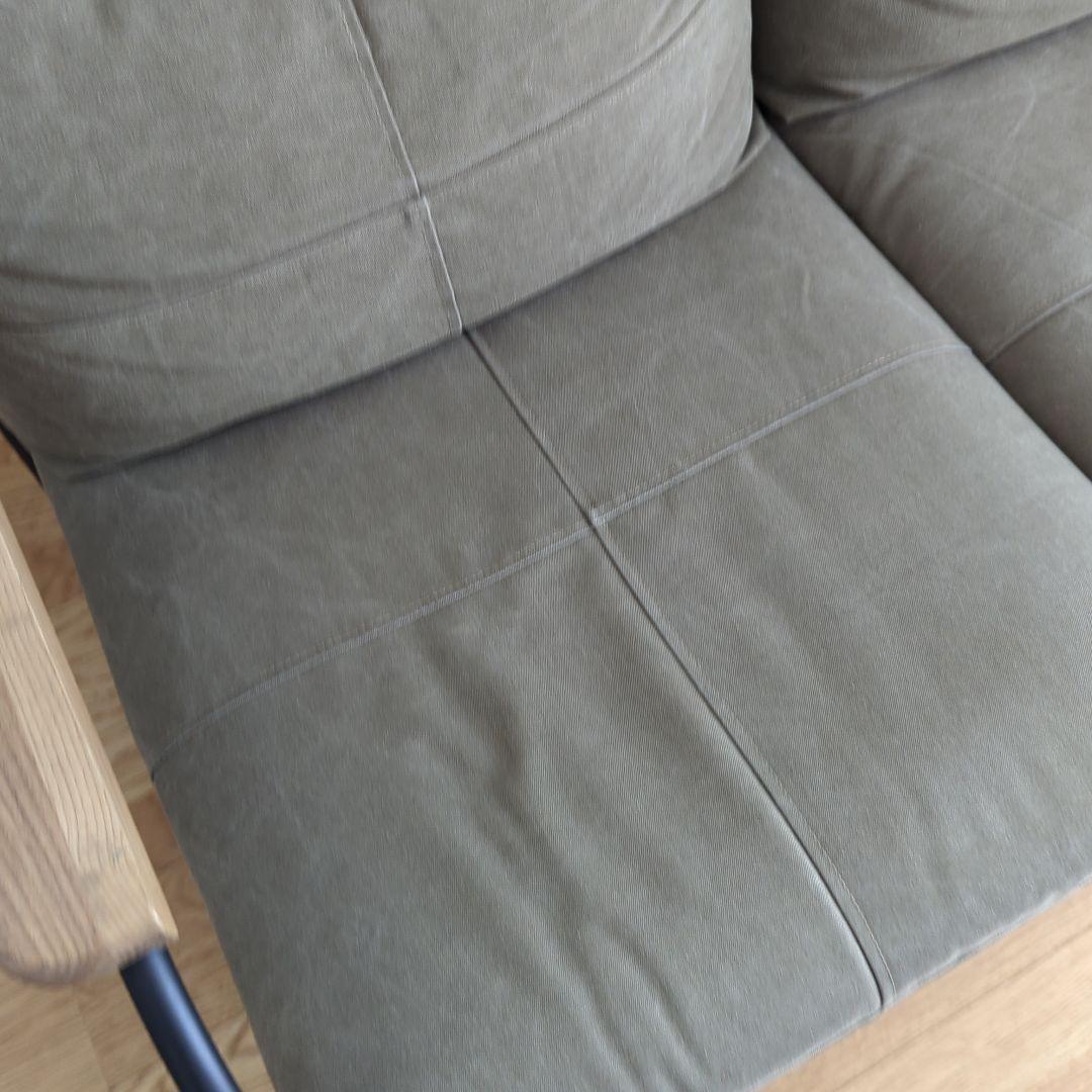 2人掛けソファ モスグリーン ブエノ S099-2P 肘あり カーキ アイアン