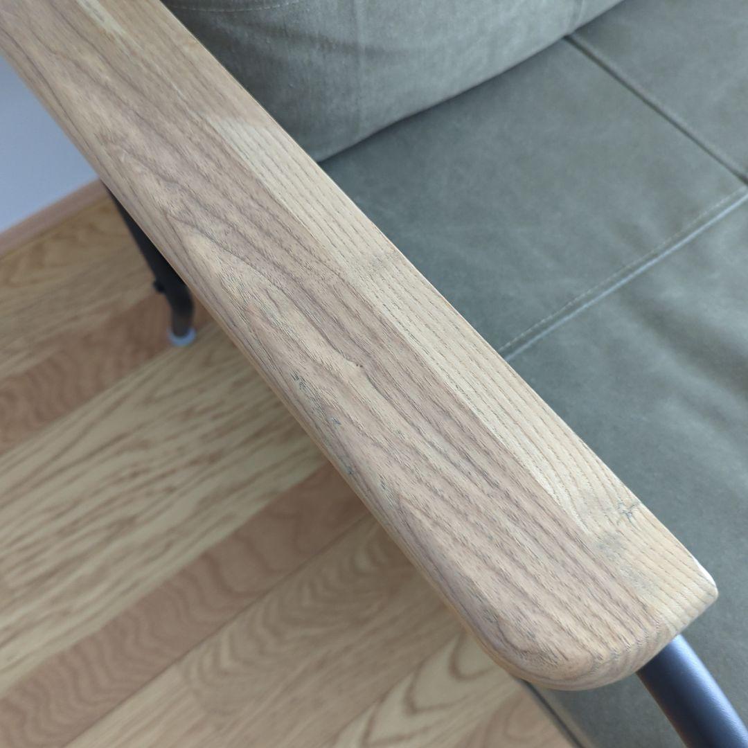 2人掛けソファ モスグリーン ブエノ S099-2P 肘あり カーキ アイアン