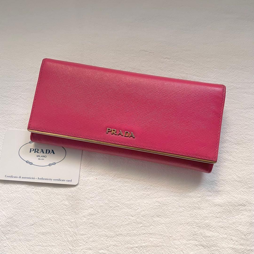 プラダ　PRADA サフィアーノ　2つ折り　長財布　ゴールドフラップ1204-⑤
