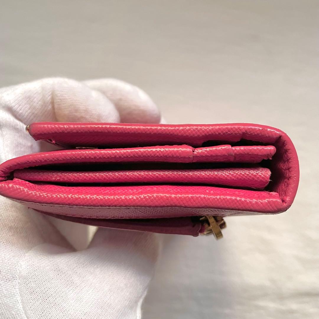 プラダ　PRADA サフィアーノ　2つ折り　長財布　ゴールドフラップ1204-⑤