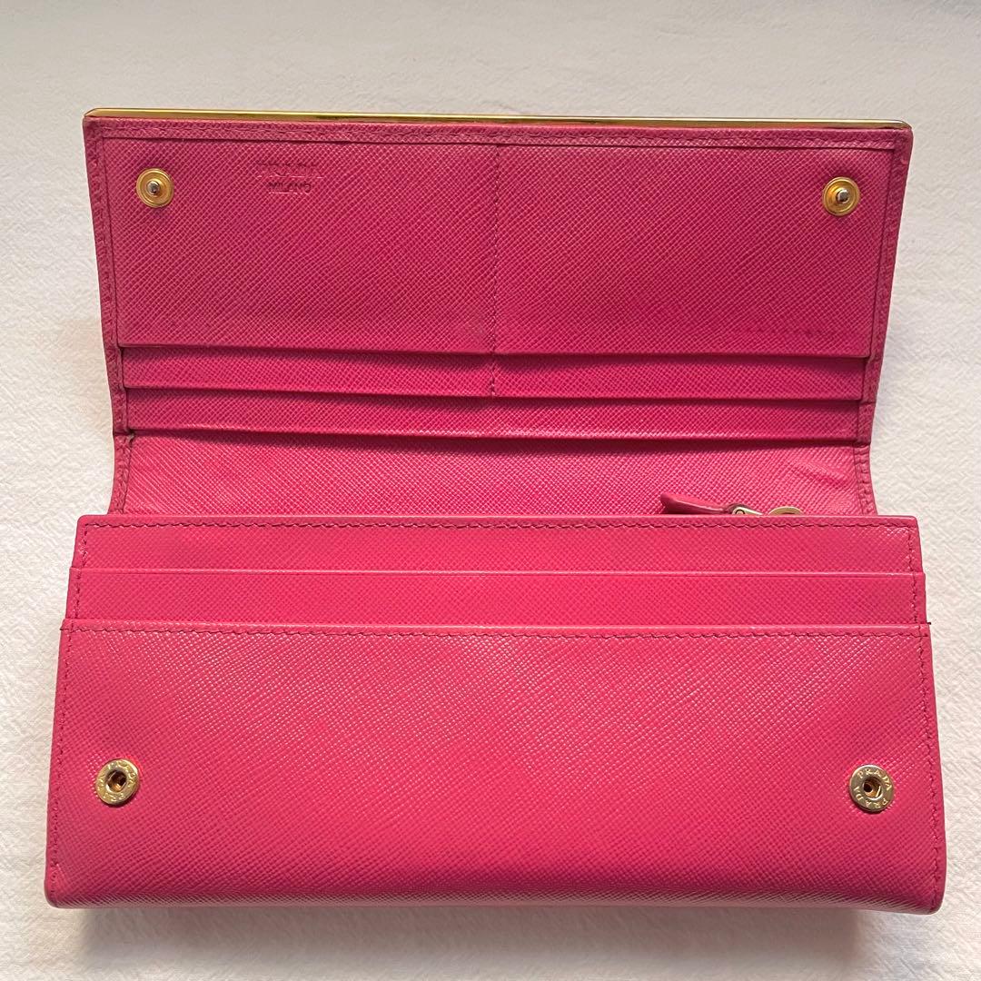 プラダ　PRADA サフィアーノ　2つ折り　長財布　ゴールドフラップ1204-⑤