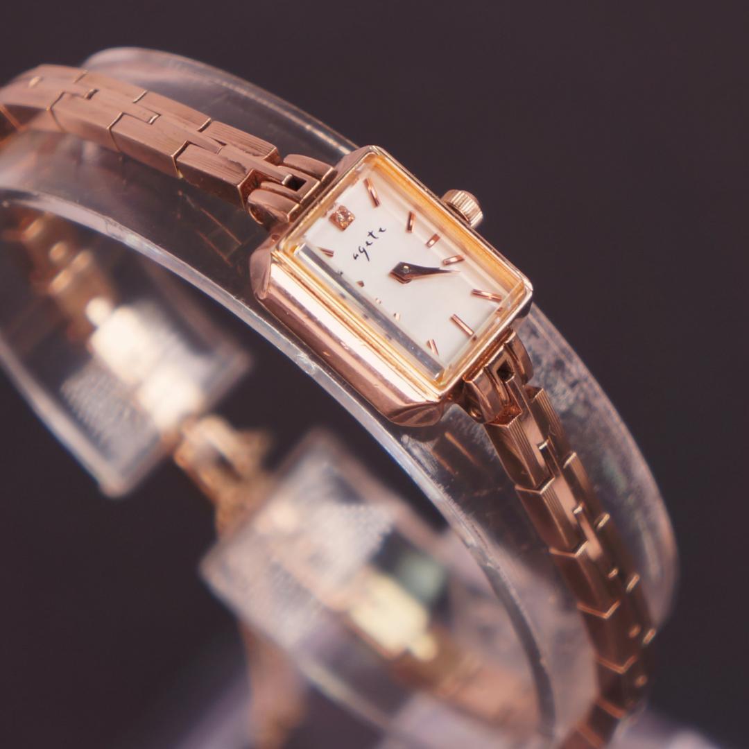 【稼働美品】agete ピンクゴールド　2Pダイヤ silver刻印