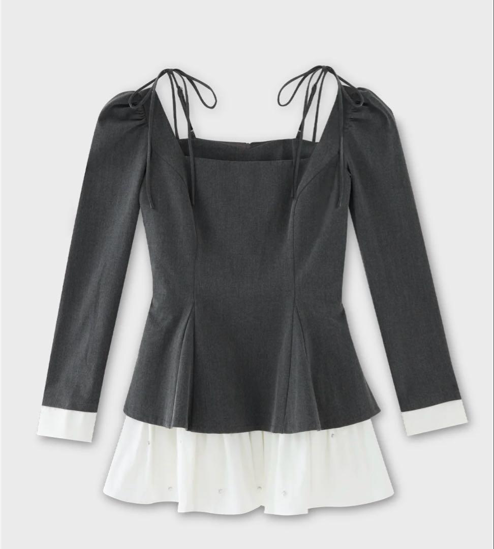 ワンピース M me eme Square neck puff mini onepiece