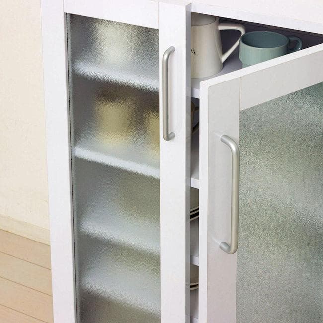 鏡面メラミン仕様 食器棚幅90cm キャビネット カップボード（683）