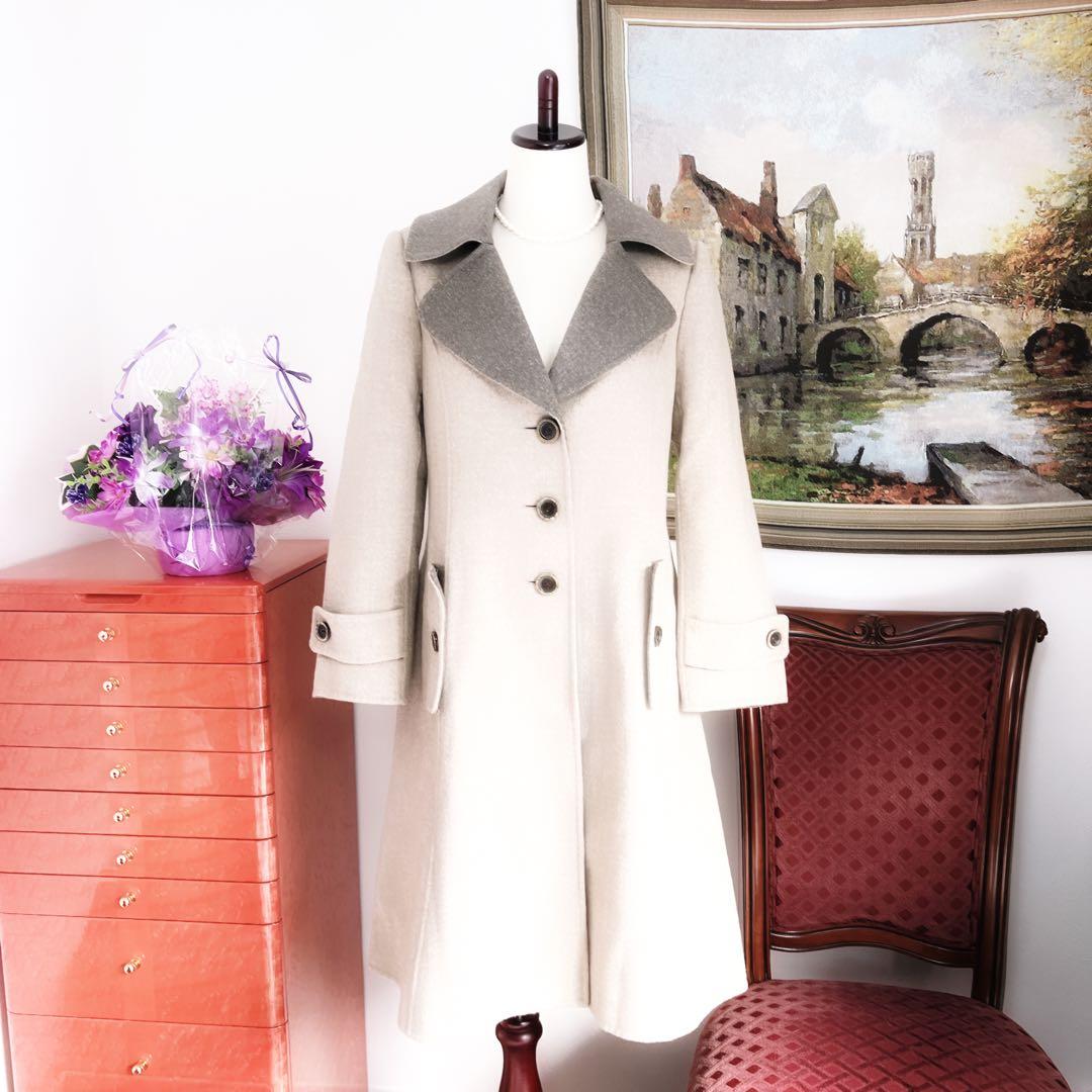 極美品　foxyフォクシー　カシミヤ　エトープ　ベージュ　ダブルフェイス　コート