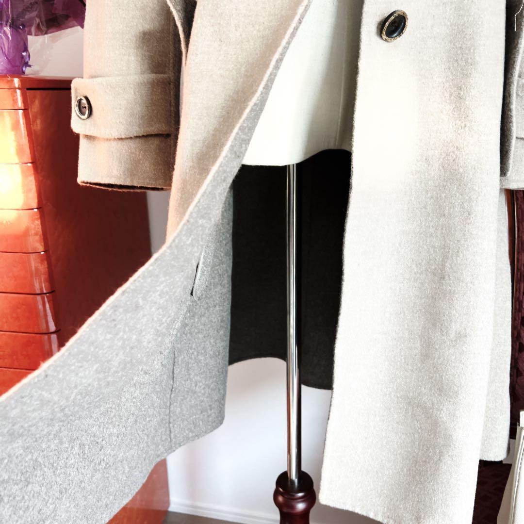 極美品　foxyフォクシー　カシミヤ　エトープ　ベージュ　ダブルフェイス　コート