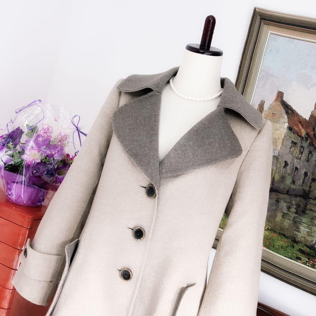 極美品　foxyフォクシー　カシミヤ　エトープ　ベージュ　ダブルフェイス　コート