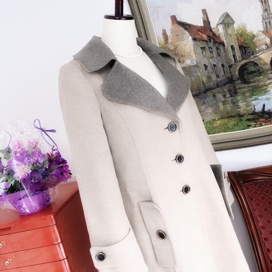 極美品　foxyフォクシー　カシミヤ　エトープ　ベージュ　ダブルフェイス　コート