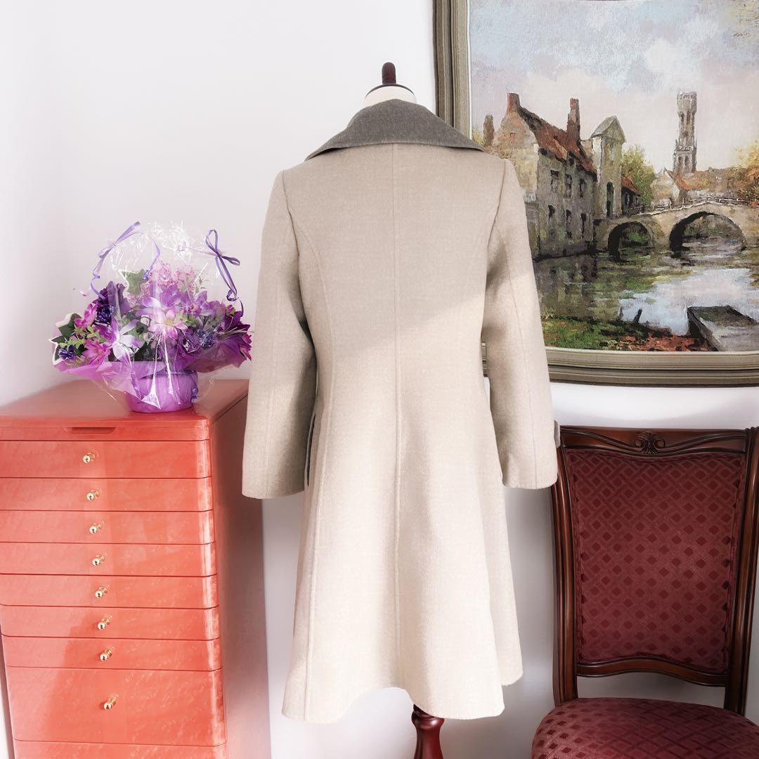 極美品　foxyフォクシー　カシミヤ　エトープ　ベージュ　ダブルフェイス　コート