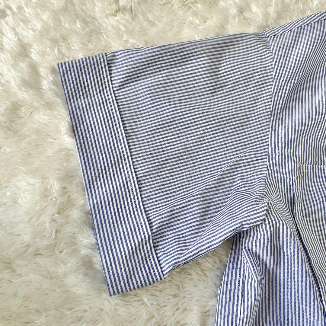 希少✨ドゥロワー シャツ　コットンバンドカラーブラウス 36 ブルーストライプ