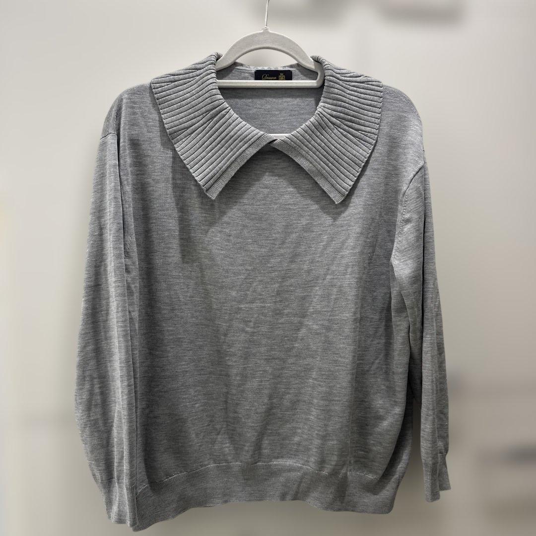 Drawer グレー リブ襟セーター　新作新品