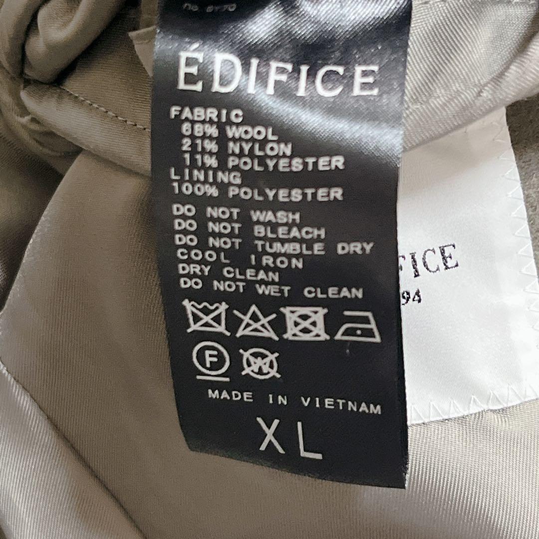 美品『エディフィス』スーパー140s メルトンチェスターコート XL オリーブ