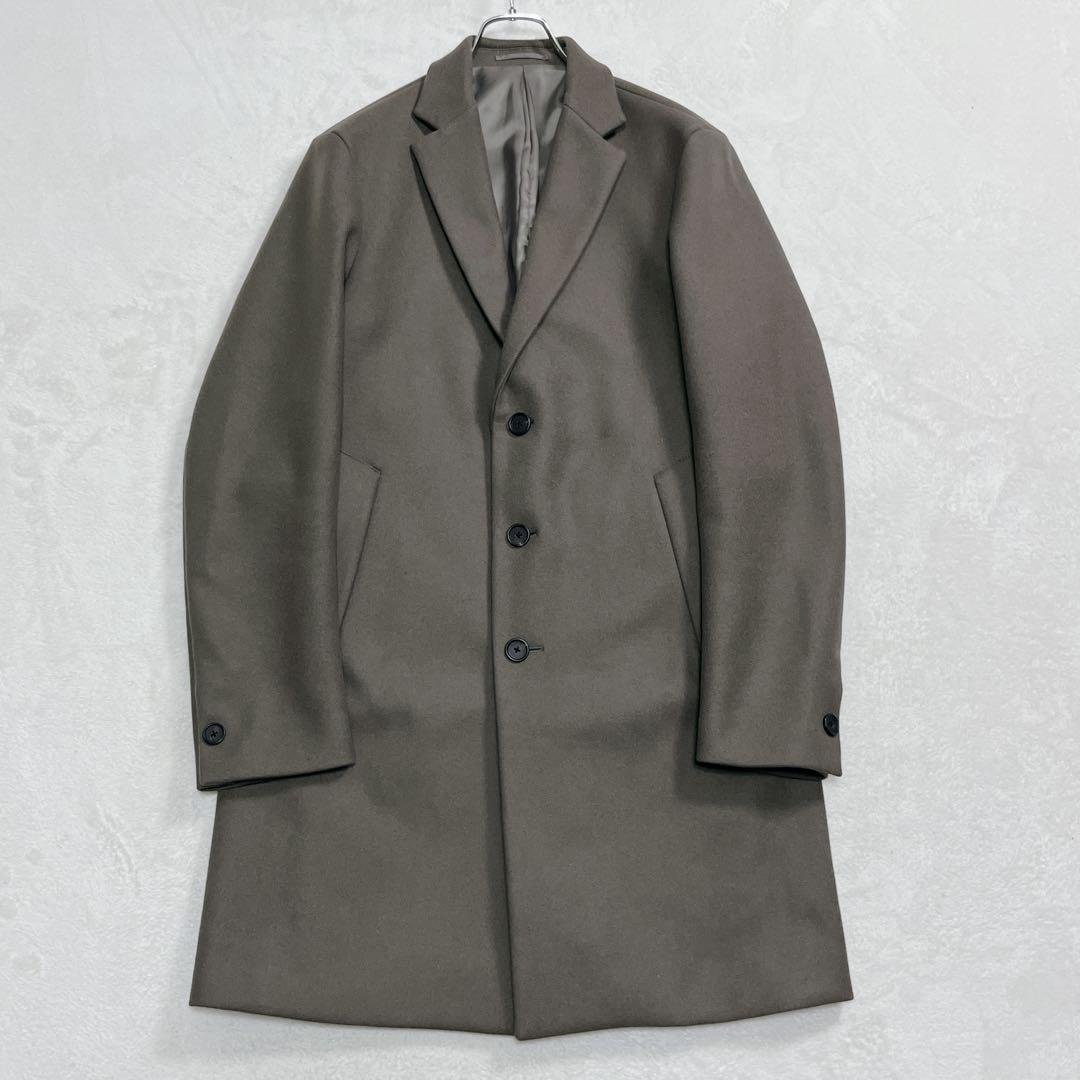 美品『エディフィス』スーパー140s メルトンチェスターコート XL オリーブ