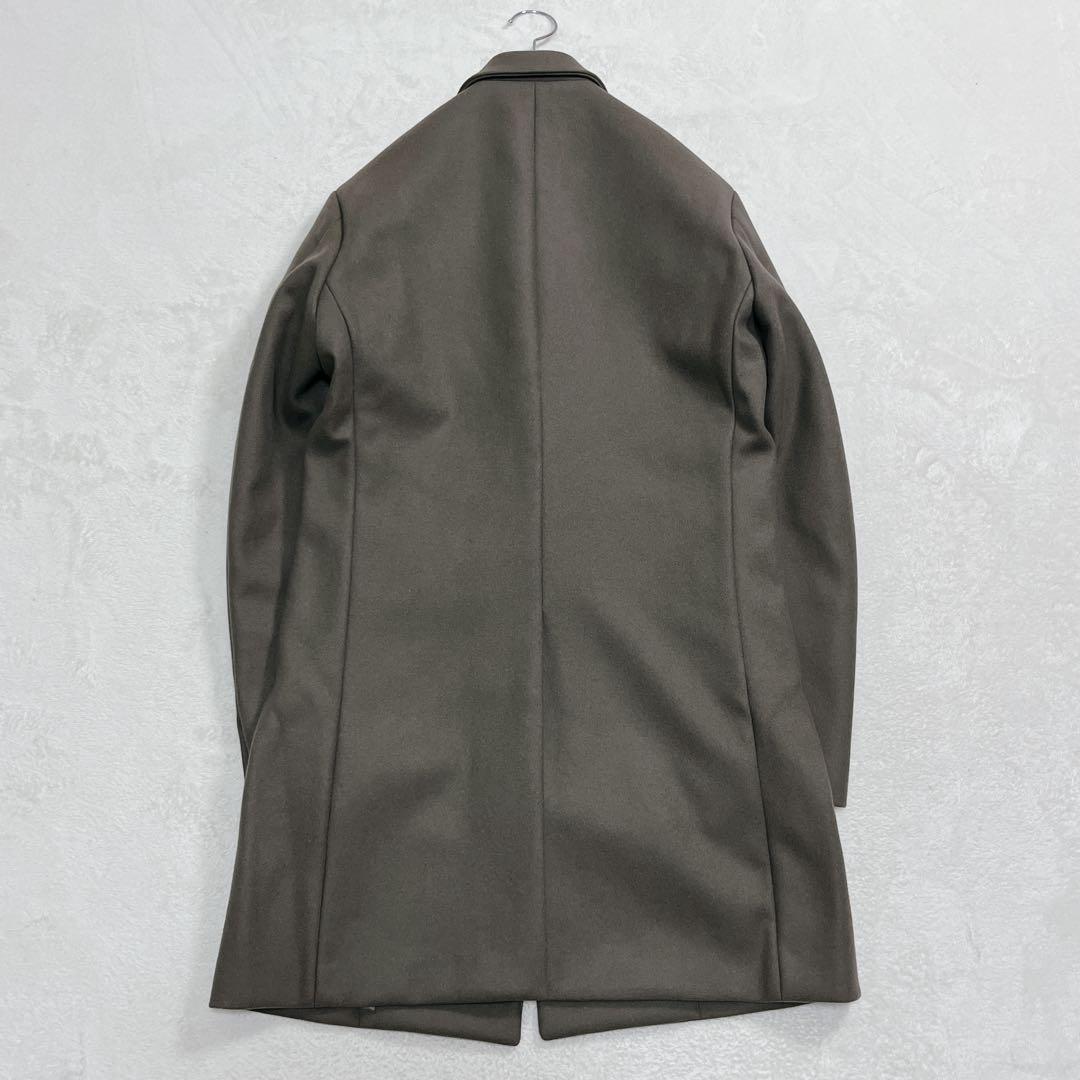 美品『エディフィス』スーパー140s メルトンチェスターコート XL オリーブ