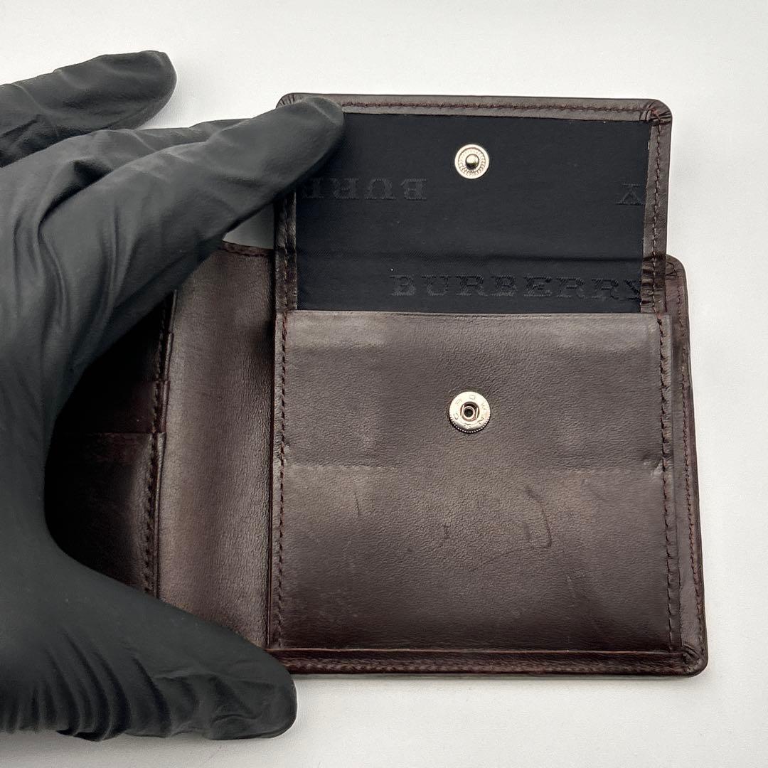 BURBERRY バーバリー 二つ折り財布 レザー チェック柄 高級 良品
