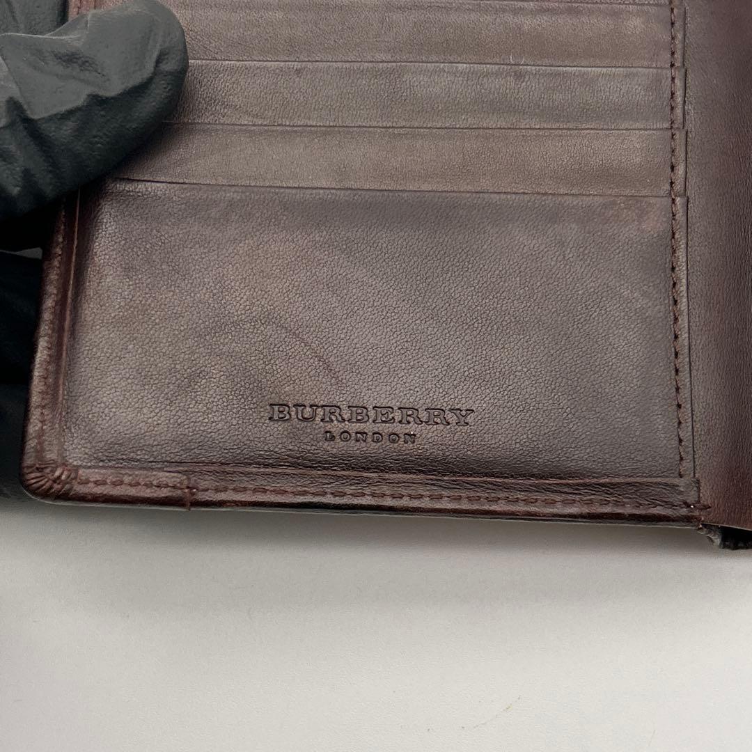 BURBERRY バーバリー 二つ折り財布 レザー チェック柄 高級 良品