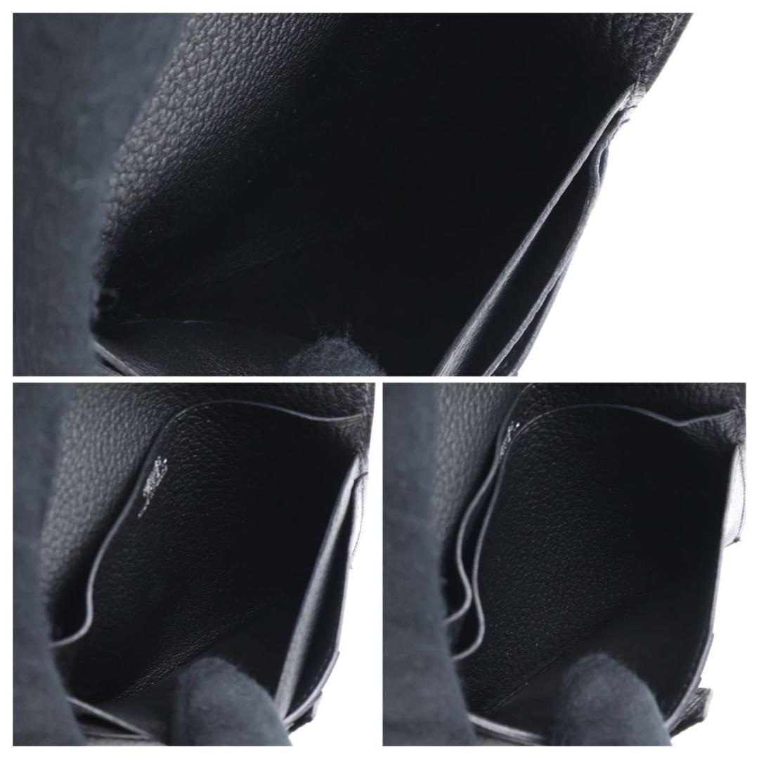 鑑定書付き【極美品】HERMES ベアンコンパクト　リザード　二つ折り財布　黒