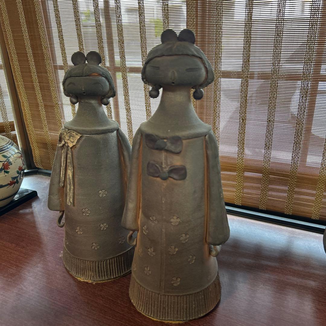 和風陶器人形 耳飾り付き