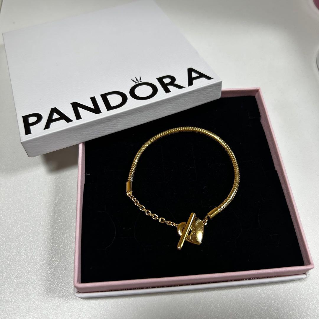 【えび】PANDORA 金色メッキ スネークチェーンブレスレット