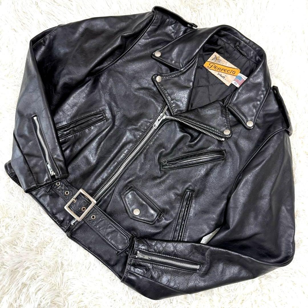 名作✨米国製40✨Schott ダブル ライダースジャケット 618 黒 XL